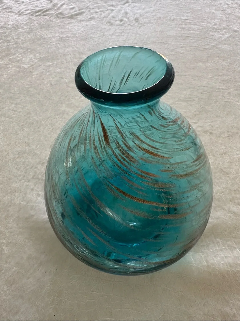 Handblown Teal Glass Vase - Home Accents